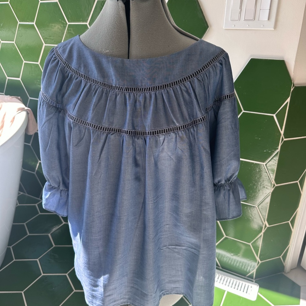 Ann Taylor chambray blue top